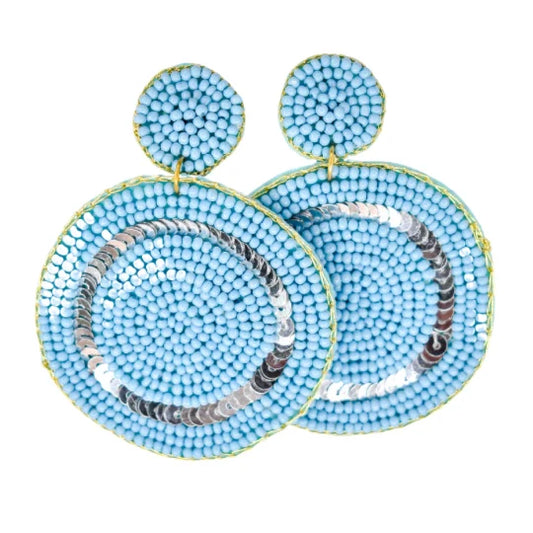 Light Blue Disc Drop Earrings