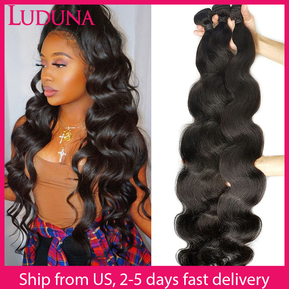 Luduna Hair Body Wave Bundles Brazilian Hair Weave Bundles 150% Human