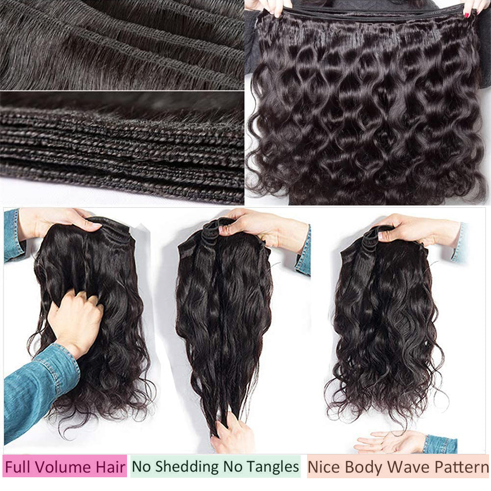 Luduna Hair Body Wave Bundles Brazilian Hair Weave Bundles 150% Human