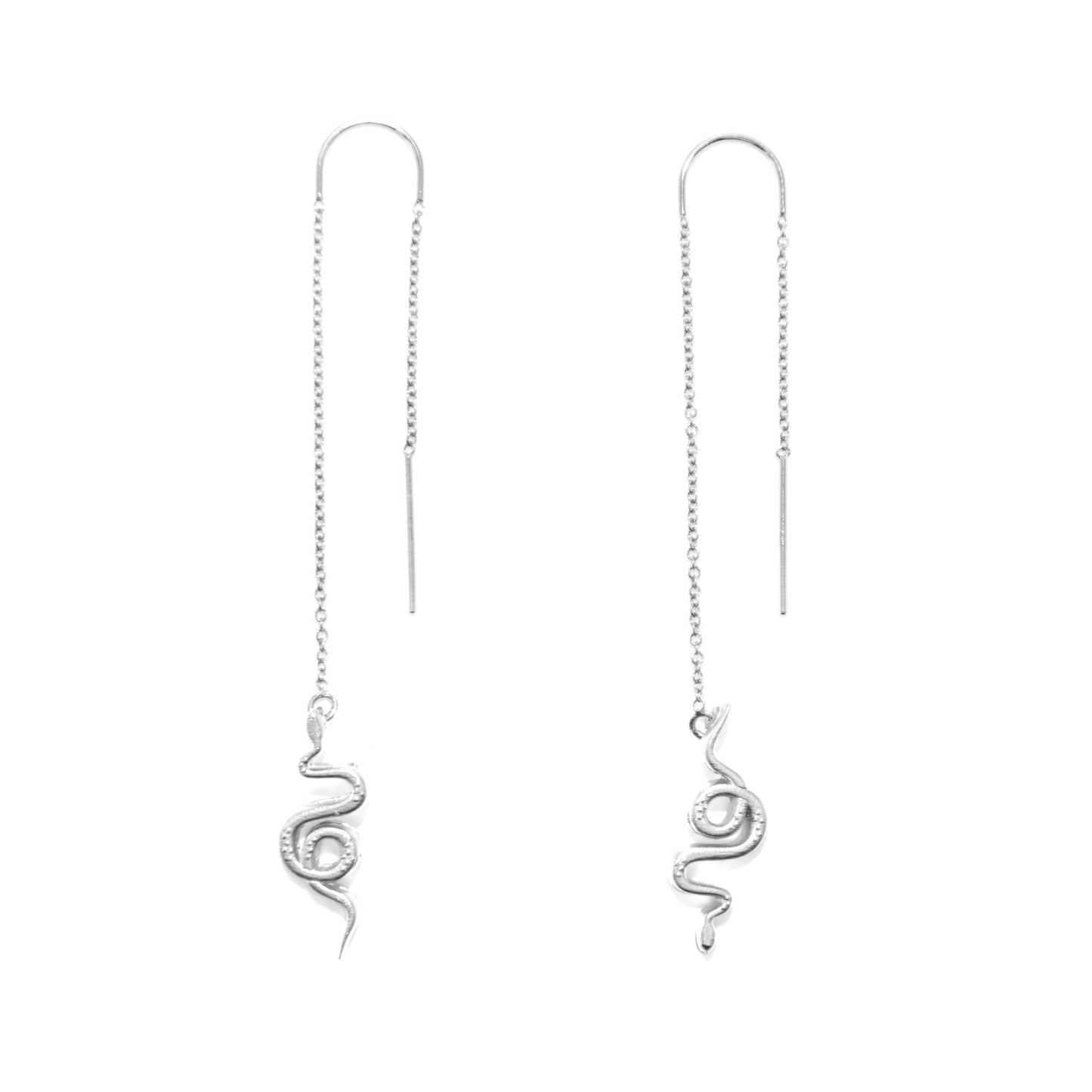 Mineral and Matter Celestial Snake Threader Silver Earrings