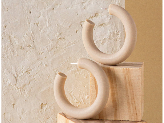 Midi Chunky Hoop, Speckled Oat