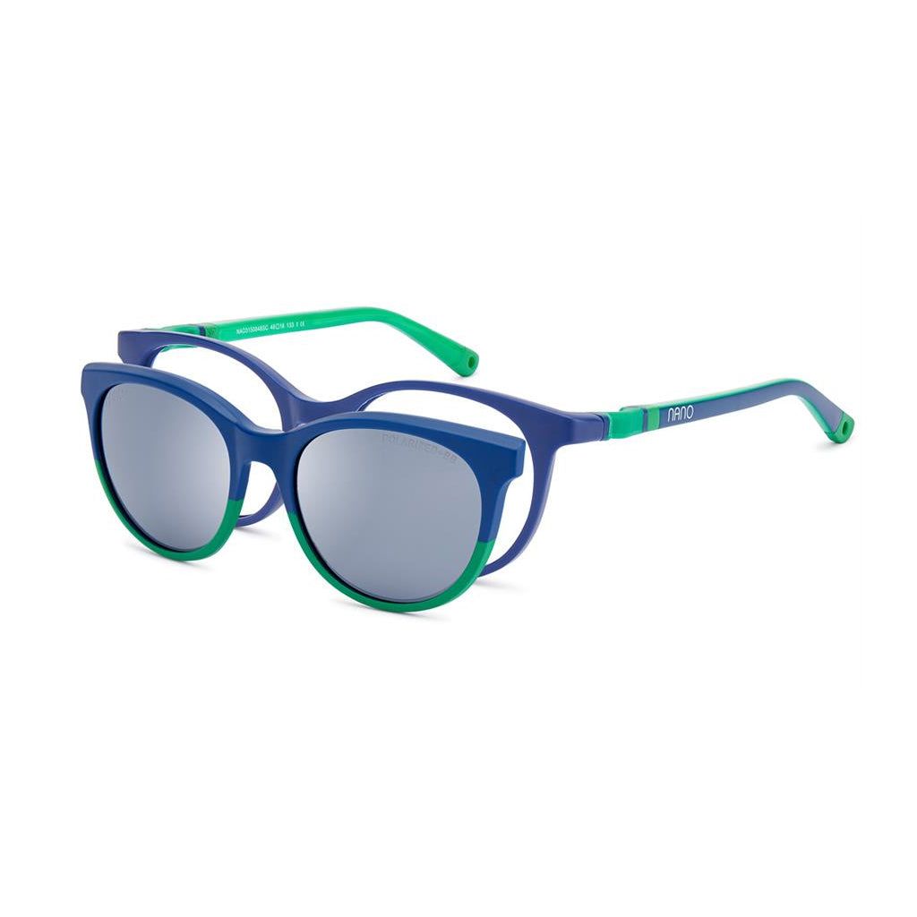 Nano Glitch Solar Clip Navy/Green angled view