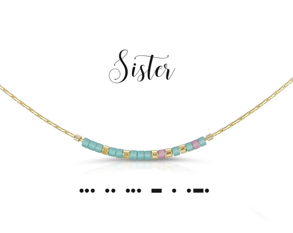 "Sister" Morse Code Necklace