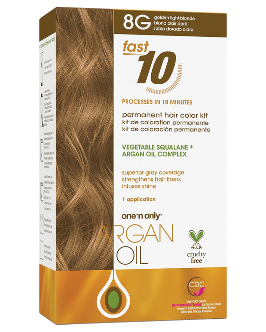 Argan Oil Fast 10 Permanent Hair Color Kit 8G?Golden Light Blonde