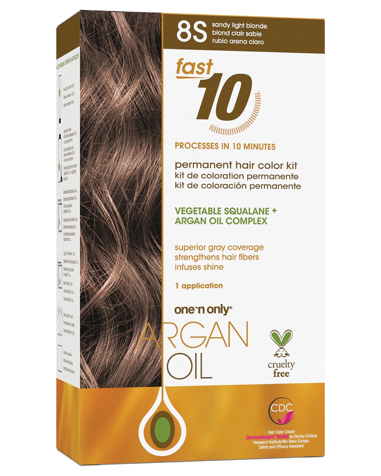 Argan Oil Fast 10 Permanent Hair Color Kit 8S?Sandy Light Blonde