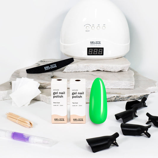 Gelous gel nail polish Neon Green Starter Pack - photographed in New Zealand