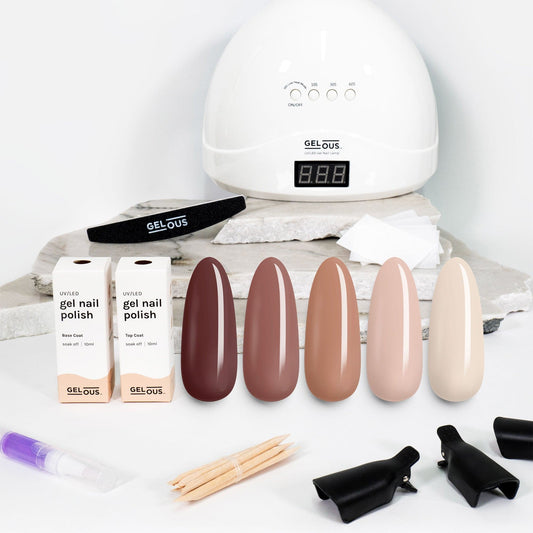 Gelous gel nail polish Nudes & Browns Polish Starter Pack - photographed in New Zealand