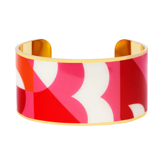 Wide Print Cuff Bracelet - Salsa Red