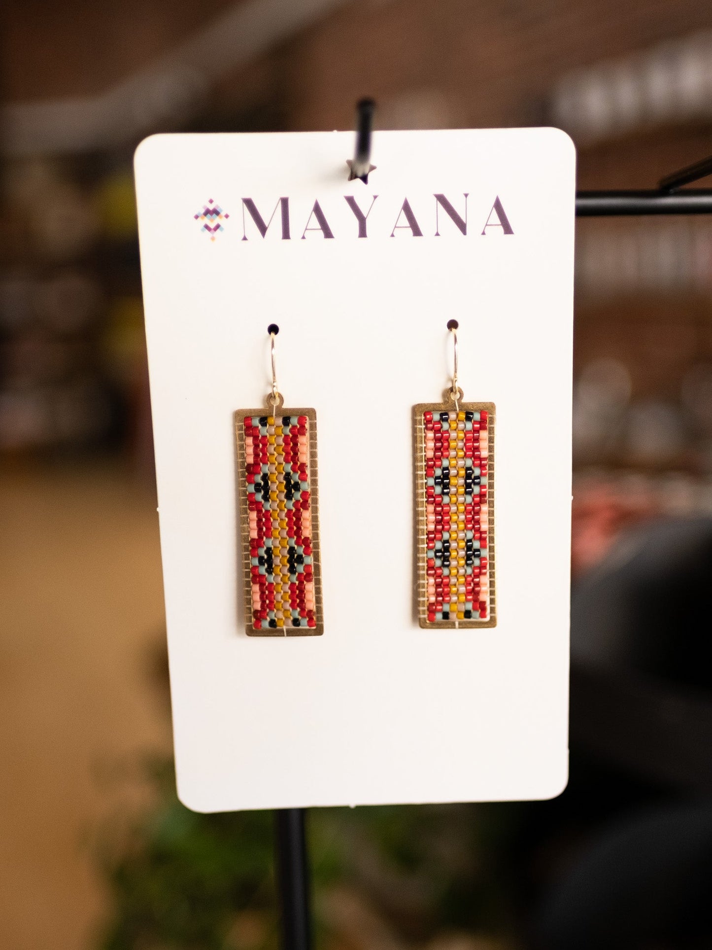 red rectangles earrings