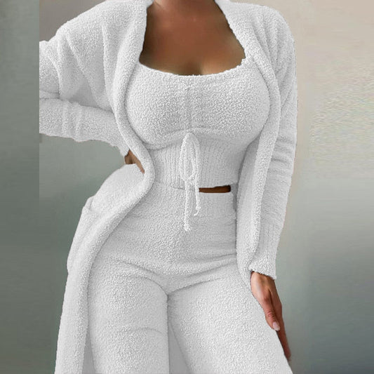 Women's Fuzzy 3 Piece Lounge Sets Sweatsuits