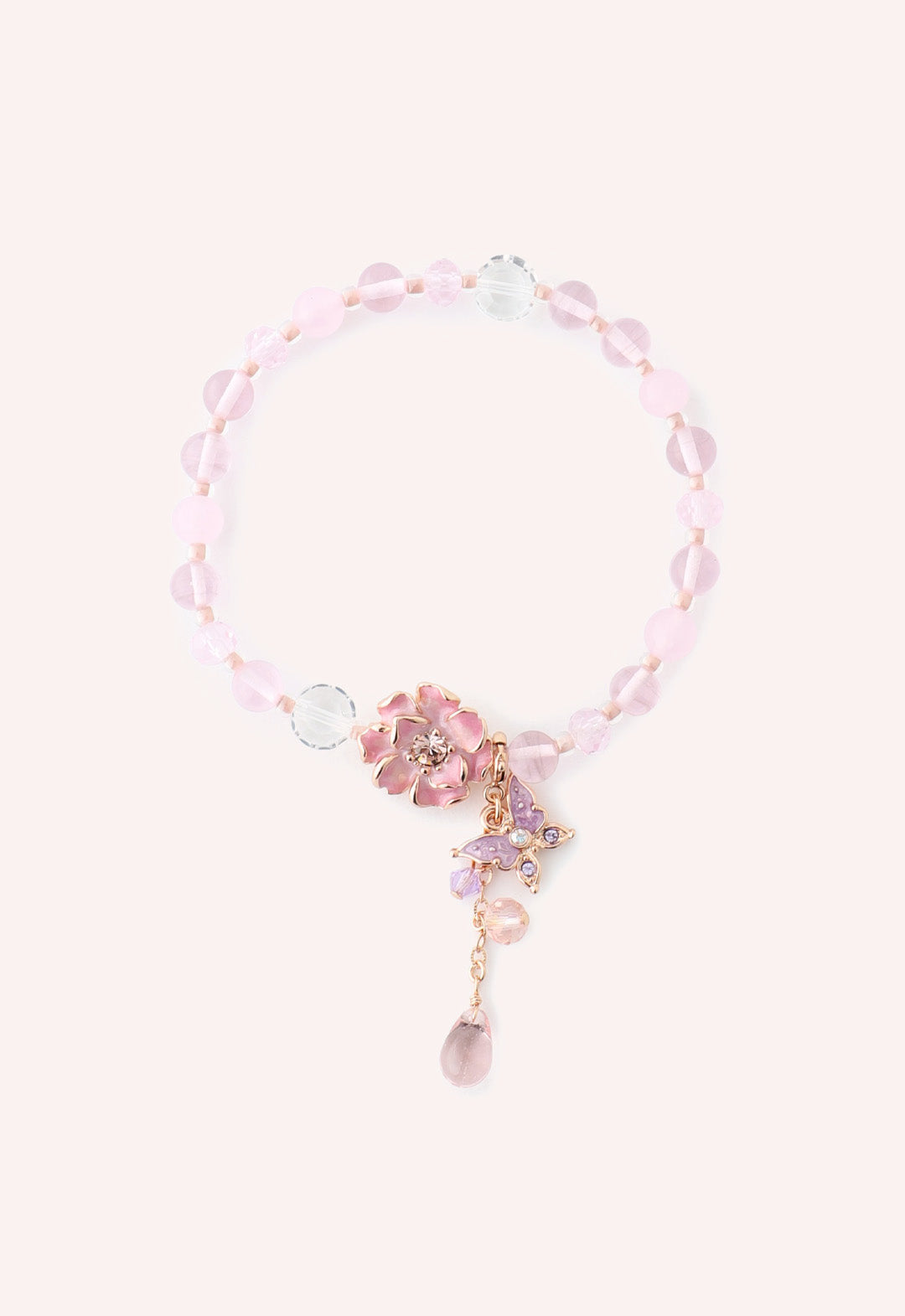 Beaded Butterfly Garden Bracelet Pink