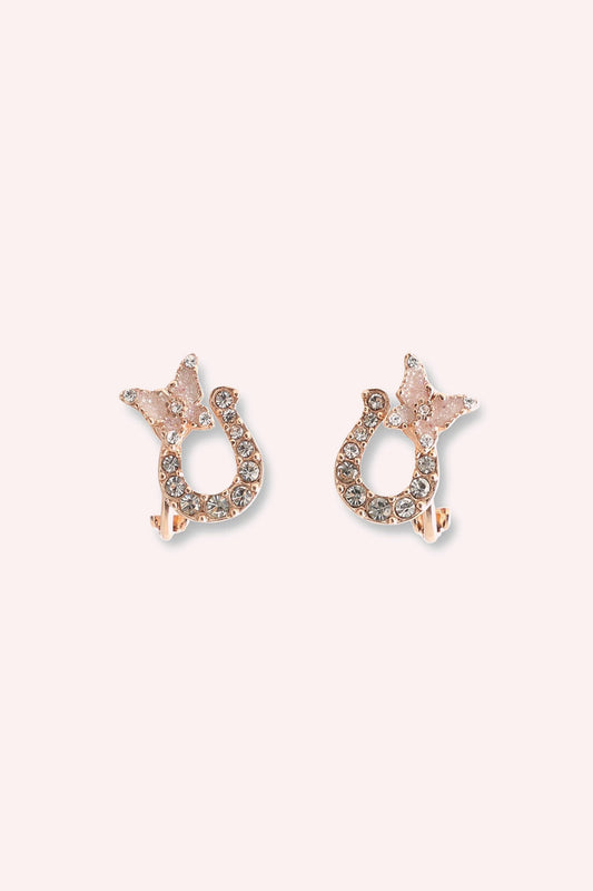 Lucky Horseshoe Stud Earrings - Rose Gold