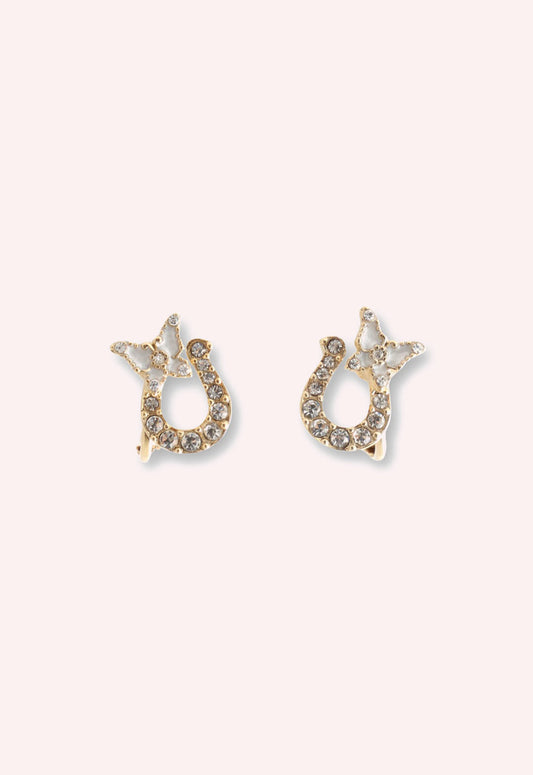 Lucky Horseshoe Stud Earrings - Gold