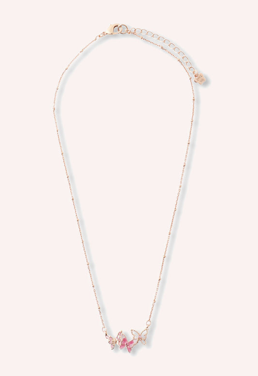 Bejeweled Butterfly Necklace - Pink Rose Gold