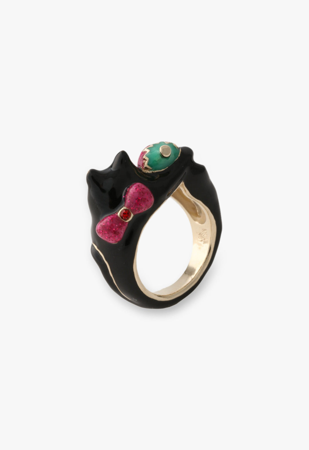 Strawberry Cat Ring - Black