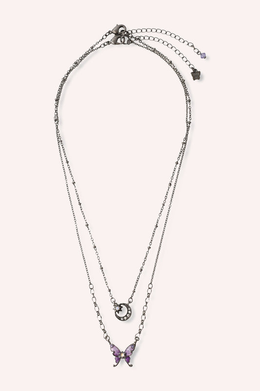 Butterfly and Moon Necklace Set Gunmetal