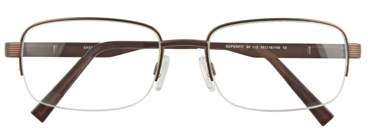aspex eyewear easyclip sf112 stainless steel semi rimless thin eyewear glasses classic traditional soft rectangular men male style matte brown front view
