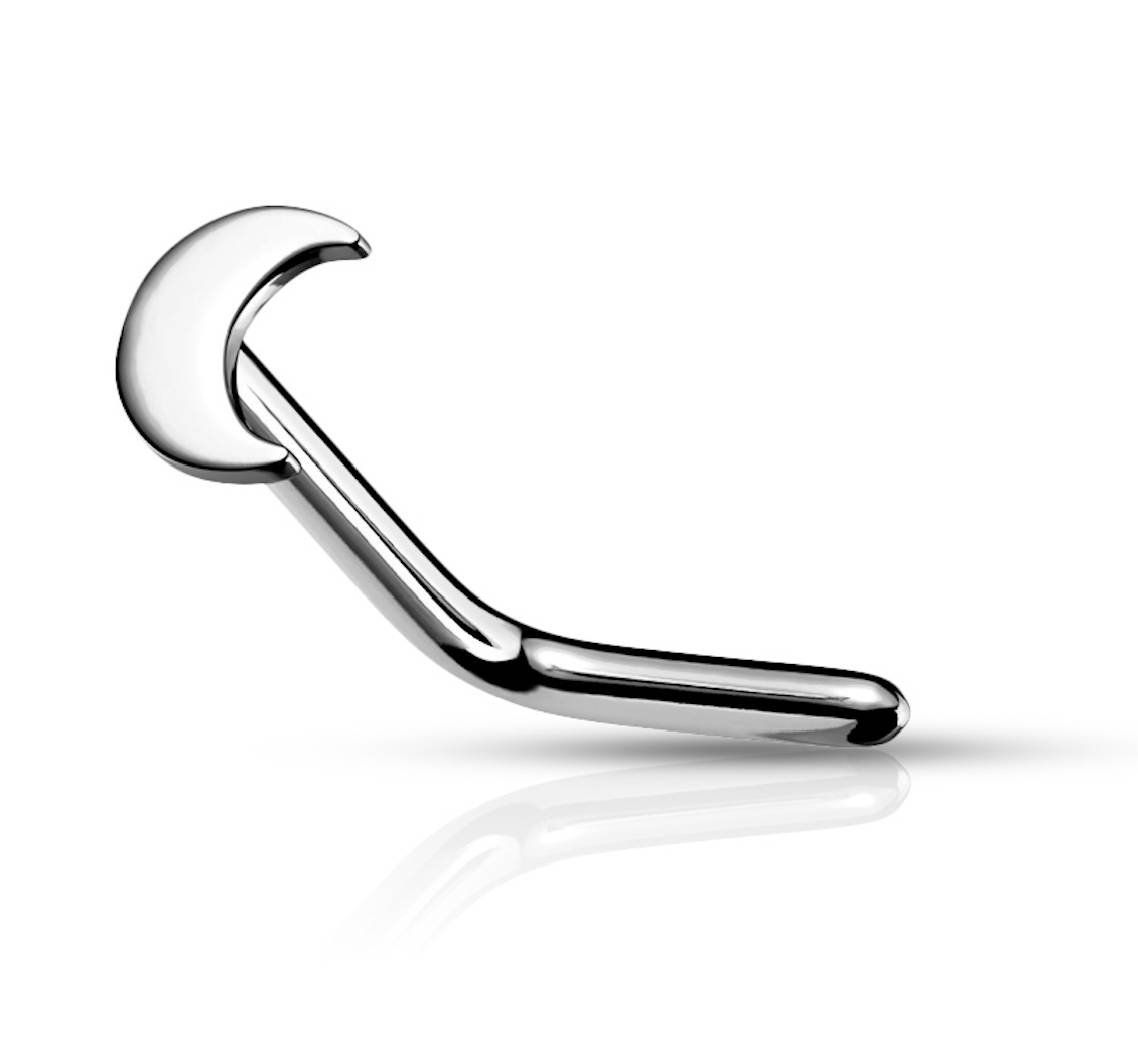 Piercing Earring Crescent Moon Gold L Bend Nose Stud