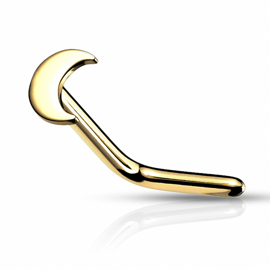Piercing Earring Crescent Moon Gold L Bend Nose Stud