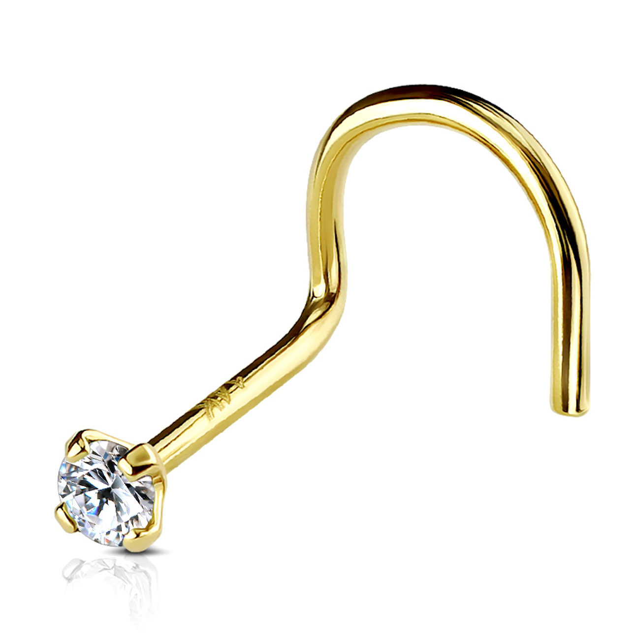 Piercing Earring Prong CZ Nose Screw Ring Stud