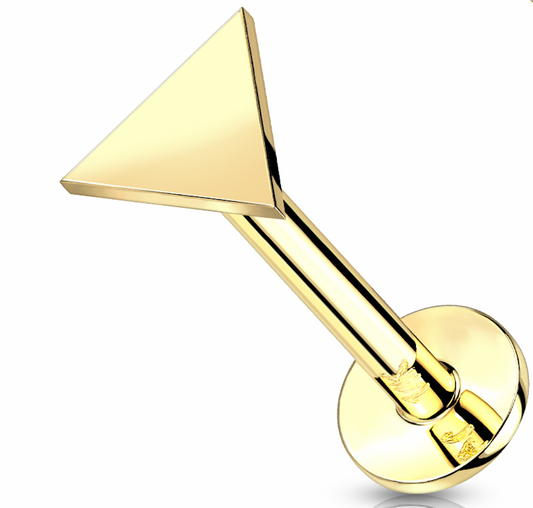 Piercing Earring Flat Triangle Top Gold Stud