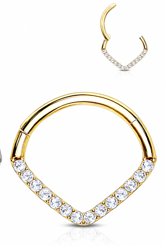 Piercing Earring Forward Facing Chevron Pave Hoop