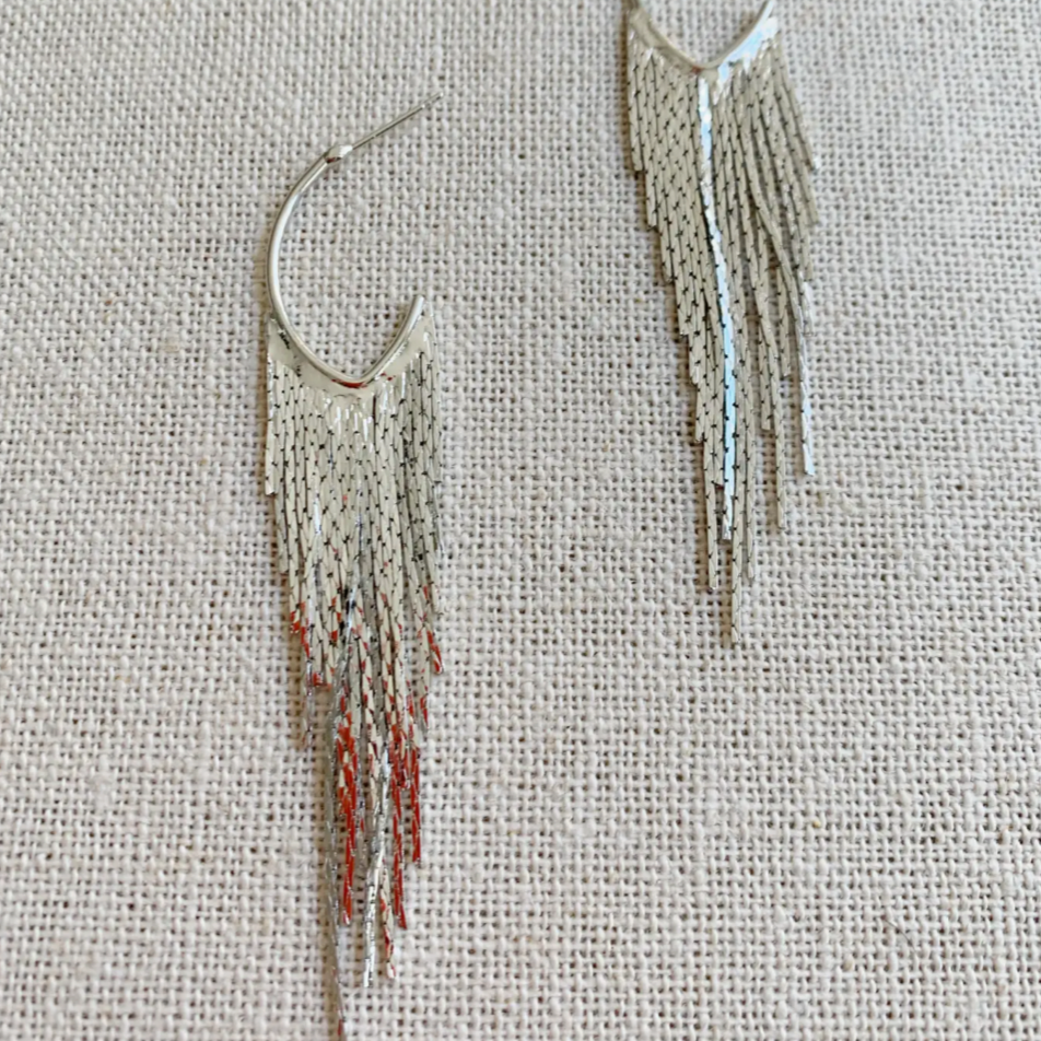 Janna Conner Signe Fringe Chain Hoop Earrings