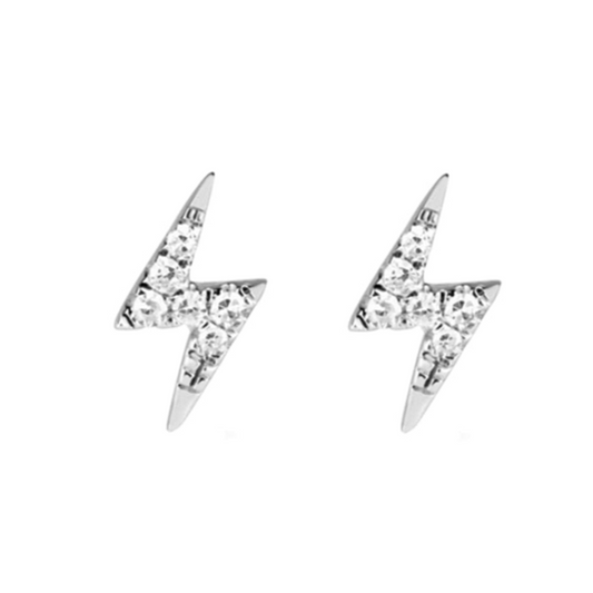Mineral and Matter Lightning Bolt Silver Stud Earrings