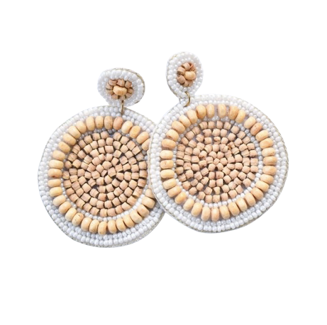 Wood Bead Circle Drop Earrings
