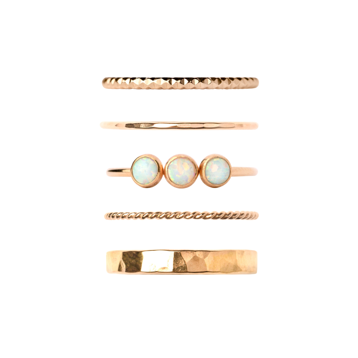 Mineral and Matter Ring Stack - Opal Accents