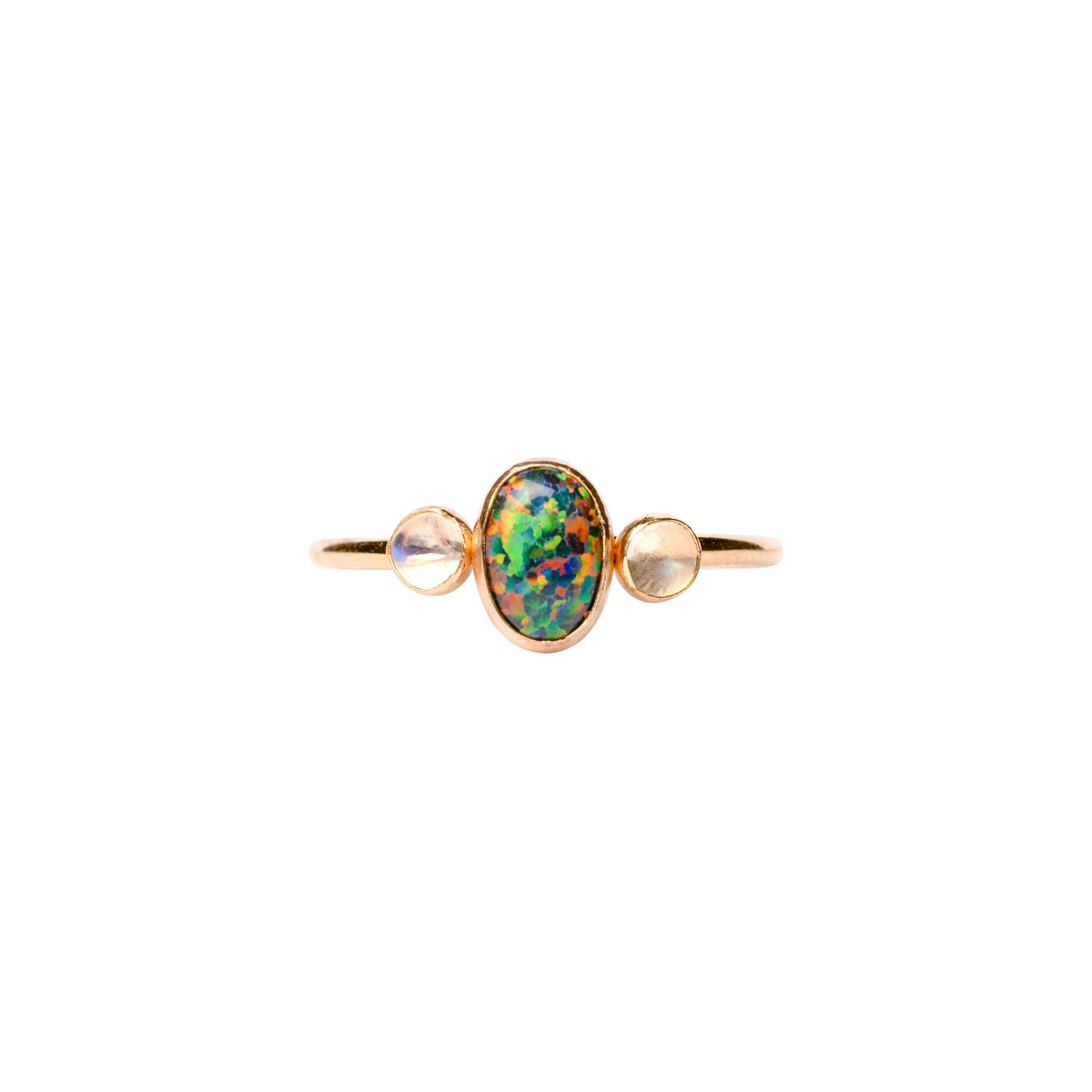 Mineral and Matter Black Opal and Moonstone Trilogy Ring