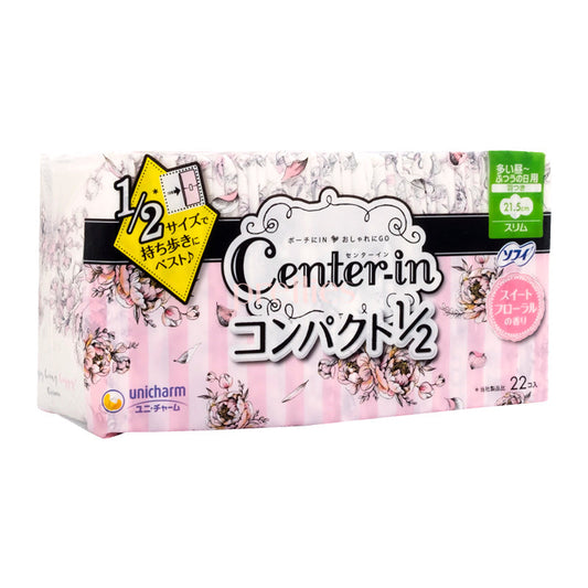 Unicharm Center-In Day Sanitary Napkin 21.5cm(Floral) 22pcs (Pink)