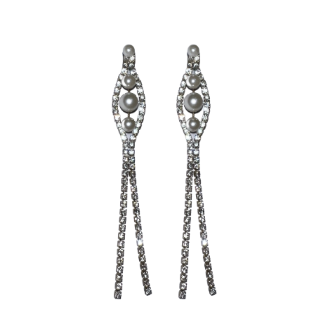 Vintage Rhinestone Pearl Drop Earrings