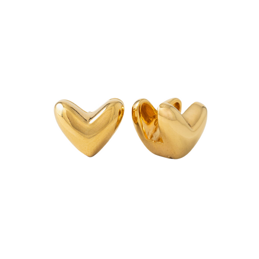 Earrings- Heart Puff Hoops