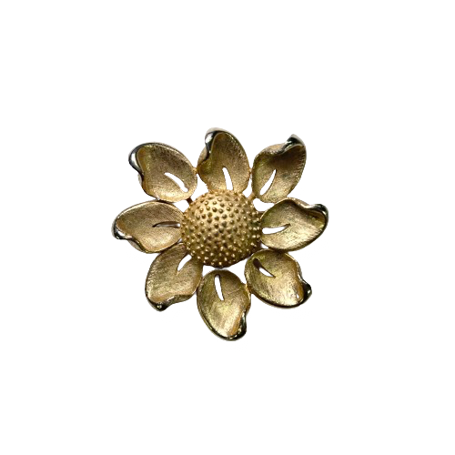 Vintage Brass Flower Brooch