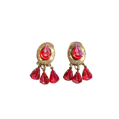 Vintage Pink Clip On Earrings