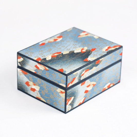 Japanese Washi Paper Jewelry Box, Red Fan