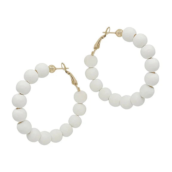 White Ball Of Fun Hoop Earrings