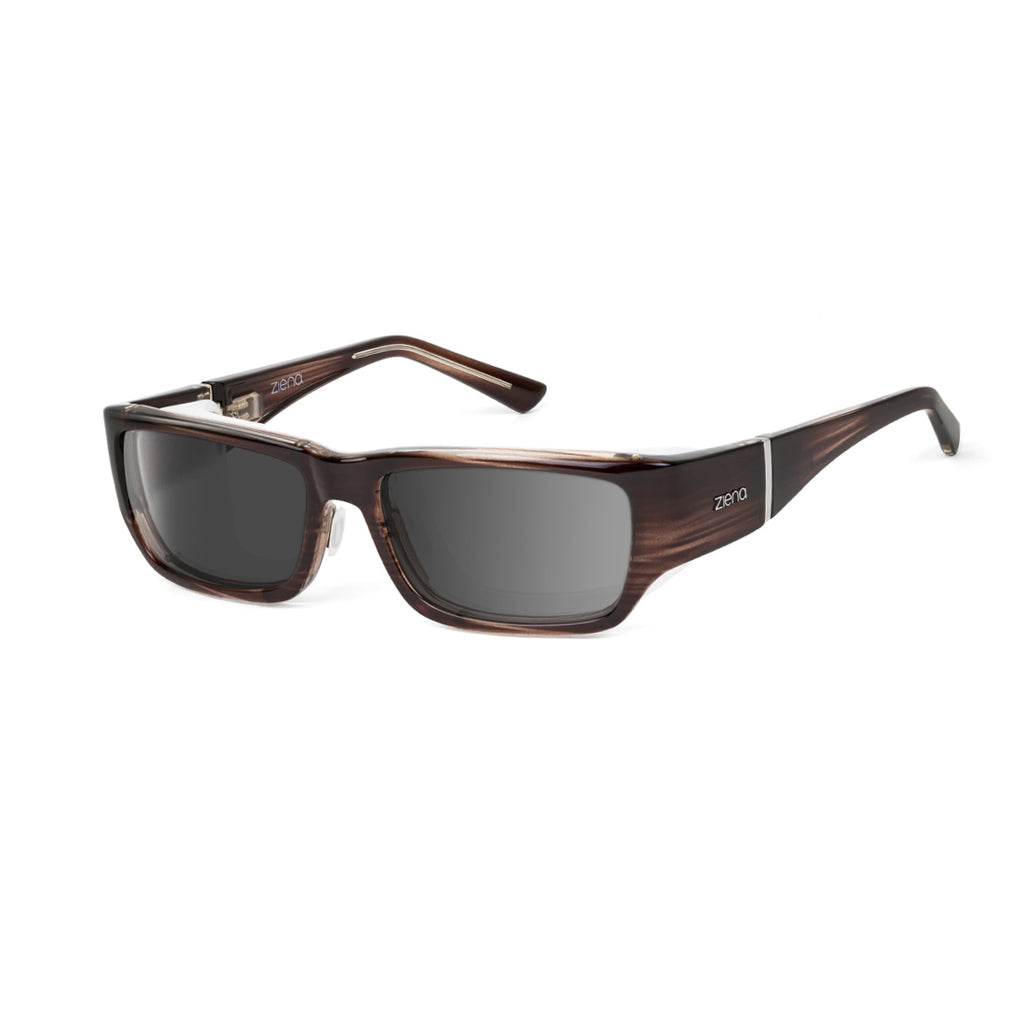 Ziena Nereus in Veneer Frame with Frost Eyecup and Polarized Grey Lens profile view