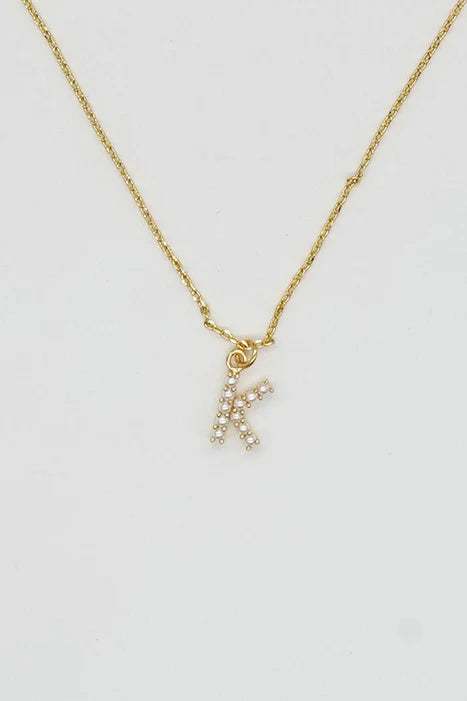 Brenda Grands Jewelry - Dainty Love Pearl Initial Necklace