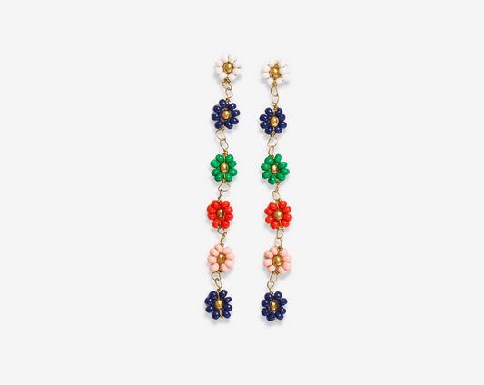 Amanda Multicolor Flower Beaded Earring Dangle Earring- St.Tropez