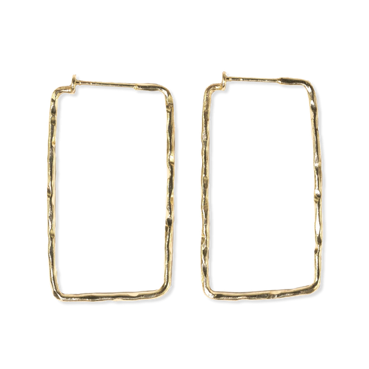 Athena Rectangle Bar Thin Hoop Earrings Brass