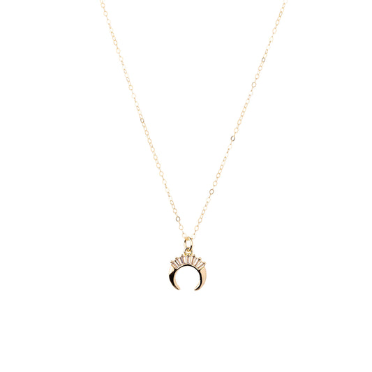 Mineral and Matter Baguette CZ Crescent Moon Necklace