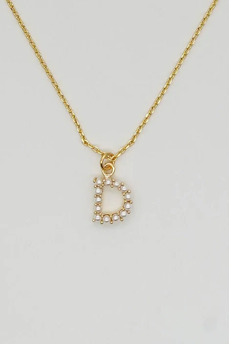 Brenda Grands Jewelry - Dainty Love Pearl Initial Necklace
