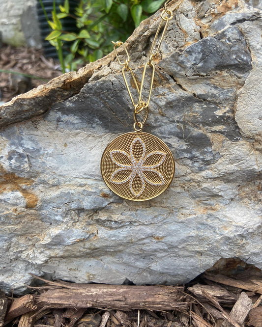 30" Gold Sphere w Bling Flower