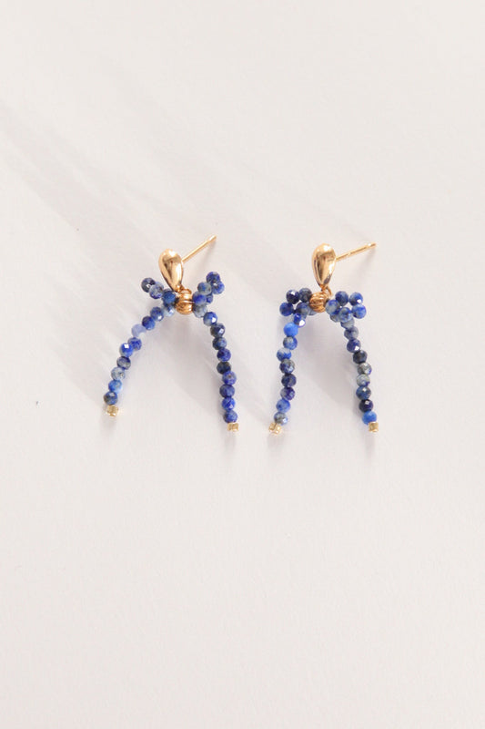 Little Lapis Bow Earrings