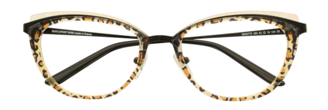 lafont brigitte made in france chic unique elegant fashion designer eyewear glasses stainless steel acetate plastic combination frame ladies women female cat eye leopard animal print black crystal creme front