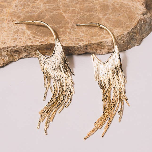 Janna Conner Signe Fringe Chain Hoop Earrings