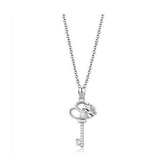 Women's Jewelry - Chain Pendants Chain Necklace Pendant 3W1380 - Rhodium 925 Sterling Silver Chain Pendant with AAA Grade CZ in Clear