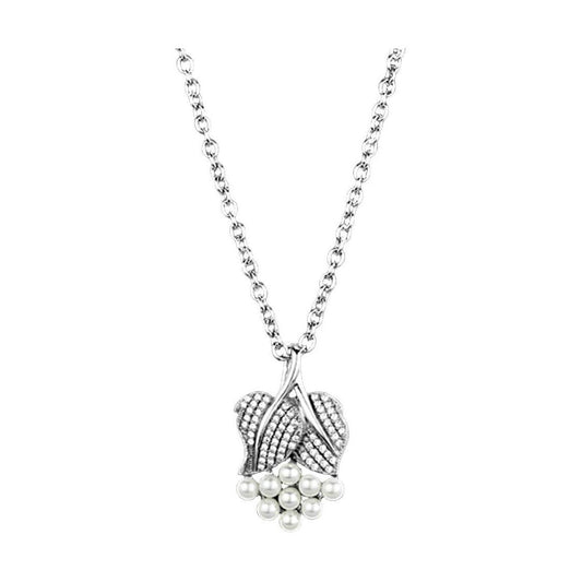 Women's Jewelry - Chain Pendants Chain Necklace Pendant TS165 - Rhodium 925 Sterling Silver Chain Pendant with Synthetic Pearl in White